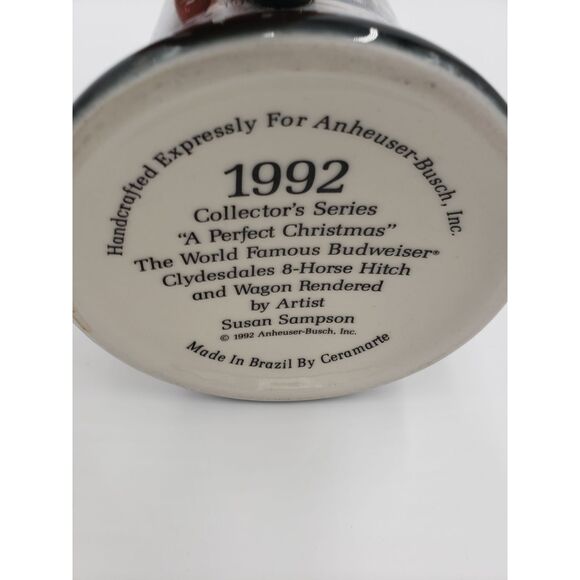 Budweiser Stein/Mug Collector Series A Perfect Christmas (Handcrafted) Vintage - Picture 2 of 10